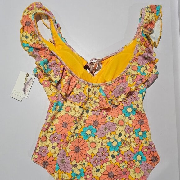 Jessica Simpson Floral Rendevous Ruffled-Neck Swimsuit - Picture 7 of 13